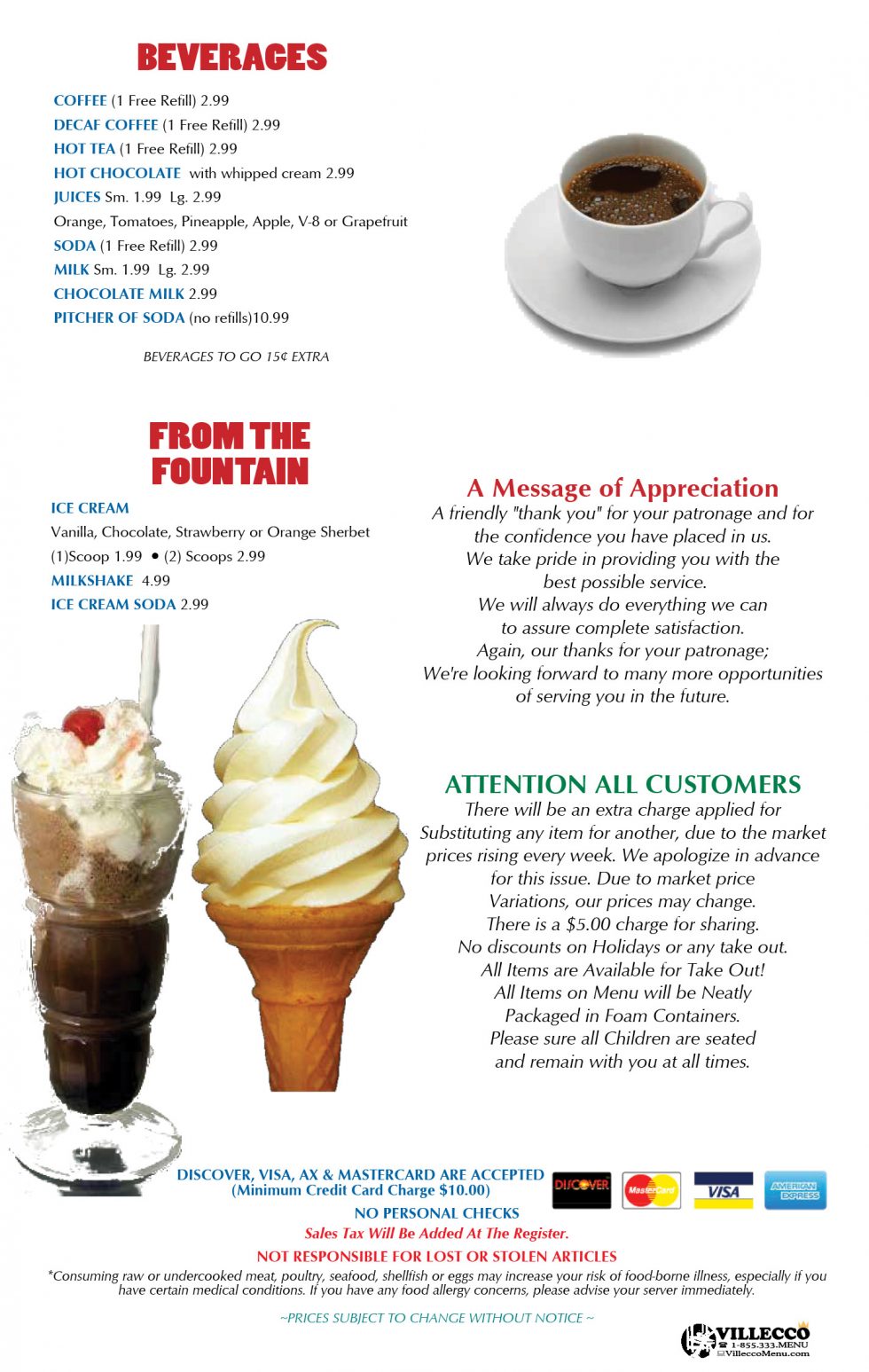 Our Menu Brothers Diner