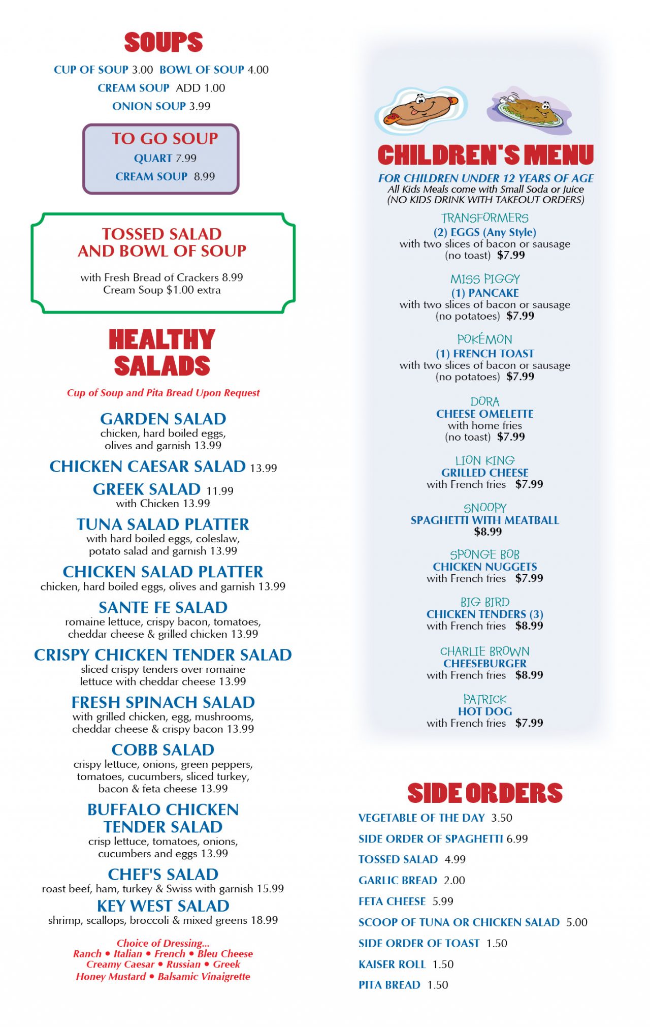 Our Menu Brothers Diner