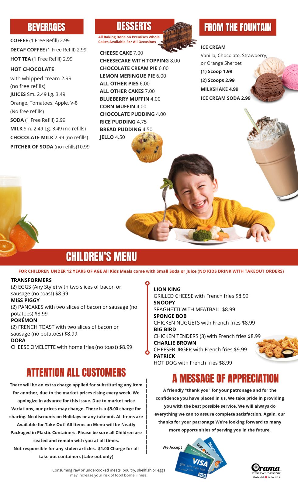 Our Menu Brothers Diner